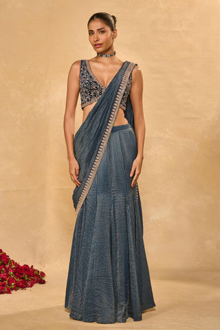 Saree Set Indian Wedding – Blue  Kavya Saree by Chamee & Palak