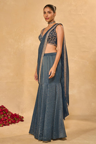 Saree Set Indian Wedding – Blue  Kavya Saree by Chamee & Palak