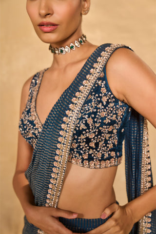 Saree Set Indian Wedding – Blue  Kavya Saree by Chamee & Palak
