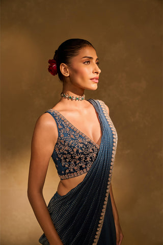 Saree Set Indian Wedding – Blue  Kavya Saree by Chamee & Palak