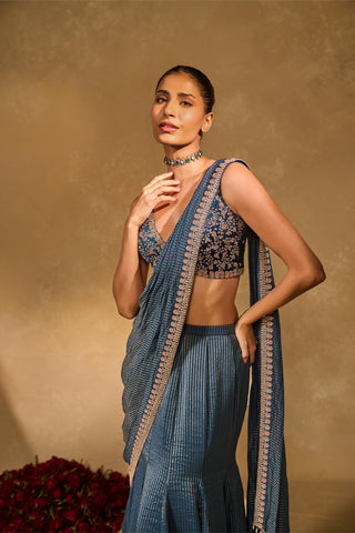 Saree Set Indian Wedding – Blue  Kavya Saree by Chamee & Palak