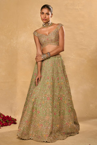 Lehenga Set Indian Wedding Green Revati Lehenga Set by Chamee & Palak
