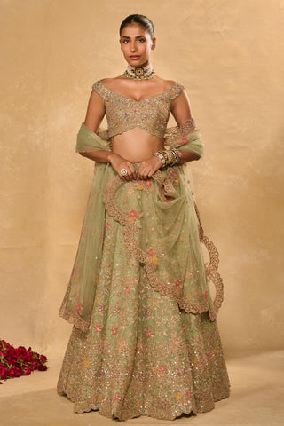 Lehenga Set Indian Wedding Green Revati Lehenga Set by Chamee & Palak
