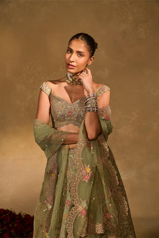 Lehenga Set Indian Wedding Green Revati Lehenga Set by Chamee & Palak