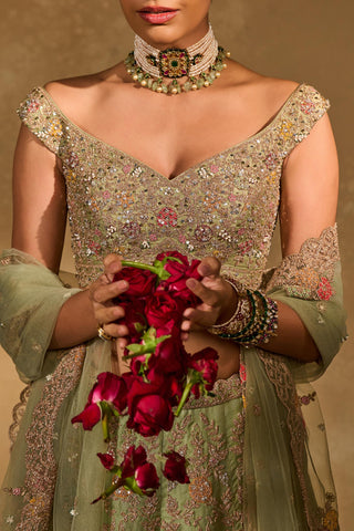 Lehenga Set Indian Wedding Green Revati Lehenga Set by Chamee & Palak