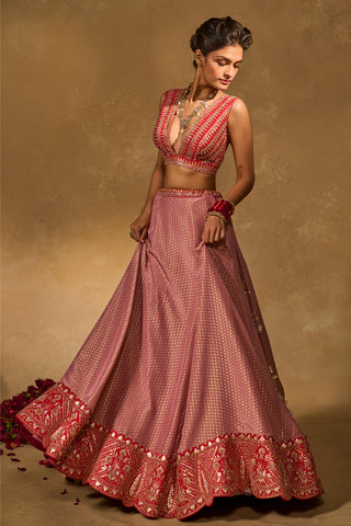 Lehenga Set Indian Wedding Pink Mina Daman Lehenga by Chamee & Palak