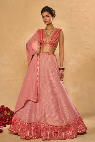 Lehenga Set Indian Wedding Pink Mina Daman Lehenga by Chamee & Palak