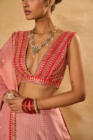 Lehenga Set Indian Wedding Pink Mina Daman Lehenga by Chamee & Palak