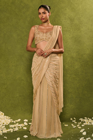 Saree Set Indian Wedding – Beige Aaliyah Saree by Chamee & Palak
