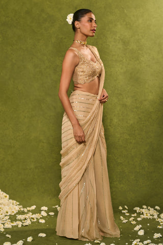 Saree Set Indian Wedding – Beige Aaliyah Saree by Chamee & Palak