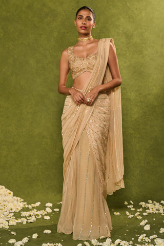 Saree Set Indian Wedding – Beige Aaliyah Saree by Chamee & Palak