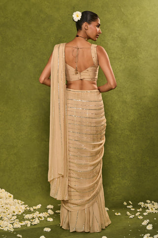 Saree Set Indian Wedding – Beige Aaliyah Saree by Chamee & Palak