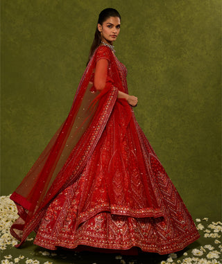 Lehenga Set Indian Wedding Red Indira Lehenga Set by Chamee & Palak