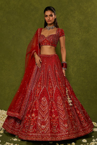 Lehenga Set Indian Wedding Red Indira Lehenga Set by Chamee & Palak
