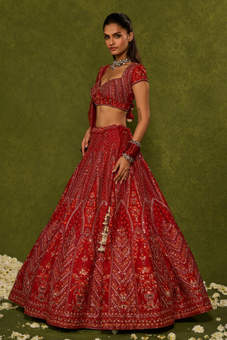 Lehenga Set Indian Wedding Red Indira Lehenga Set by Chamee & Palak