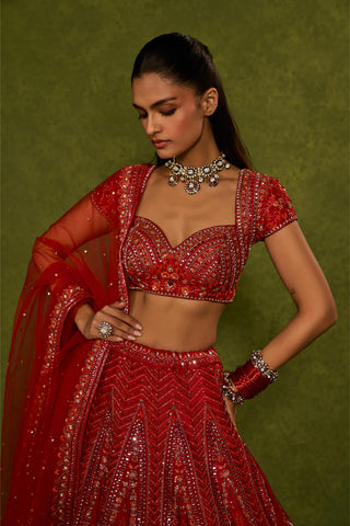 Lehenga Set Indian Wedding Red Indira Lehenga Set by Chamee & Palak