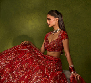 Lehenga Set Indian Wedding Red Indira Lehenga Set by Chamee & Palak