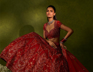 Lehenga Set Indian Wedding Red Indira Lehenga Set by Chamee & Palak