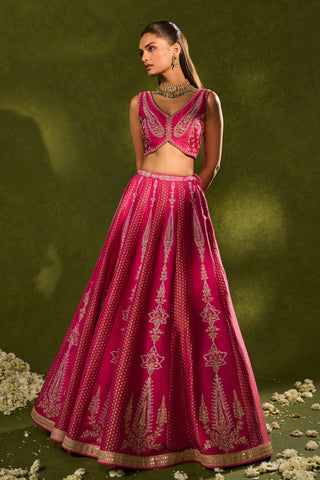 Lehenga Set Indian Wedding Pink Ambi Brocade Lehenga by Chamee & Palak