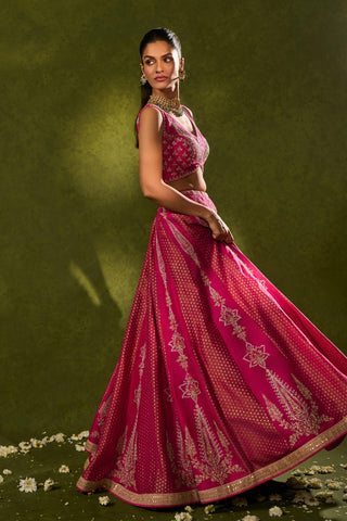 Lehenga Set Indian Wedding Pink Ambi Brocade Lehenga by Chamee & Palak
