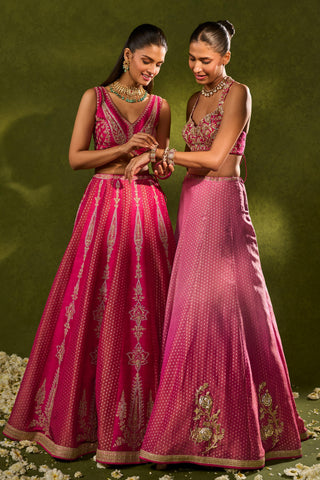 Lehenga Set Indian Wedding Pink Ambi Brocade Lehenga by Chamee & Palak