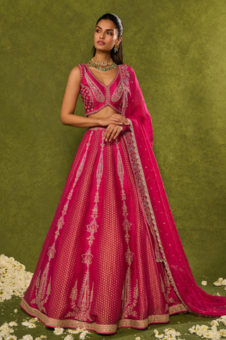 Lehenga Set Indian Wedding Pink Ambi Brocade Lehenga by Chamee & Palak