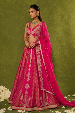 Lehenga Set Indian Wedding Pink Ambi Brocade Lehenga by Chamee & Palak