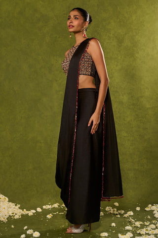 Saree Indian Wedding – Black Aanya Saree Set by Chamee & Palak