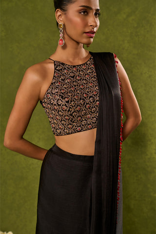 Saree Indian Wedding – Black Aanya Saree Set by Chamee & Palak