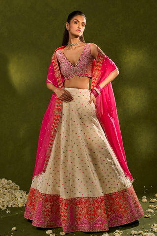 Bridal Lehenga Set Indian Wedding Ivory Anvi Lehenga by Chamee & Palak