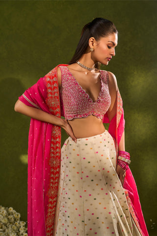Bridal Lehenga Set Indian Wedding Ivory Anvi Lehenga by Chamee & Palak