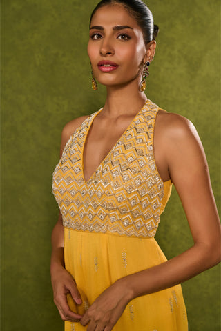 Festive Jumpsuit Contemporary Wear – Yellow Ines Jumpsuit by Chamee & Palak