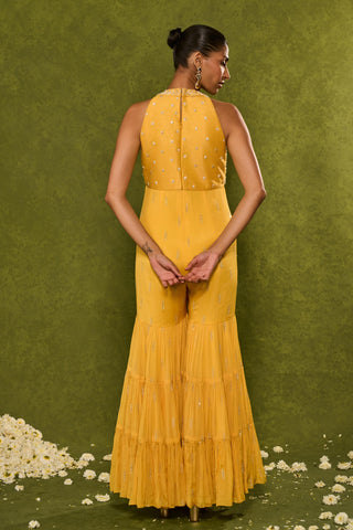 Festive Jumpsuit Contemporary Wear – Yellow Ines Jumpsuit by Chamee & Palak