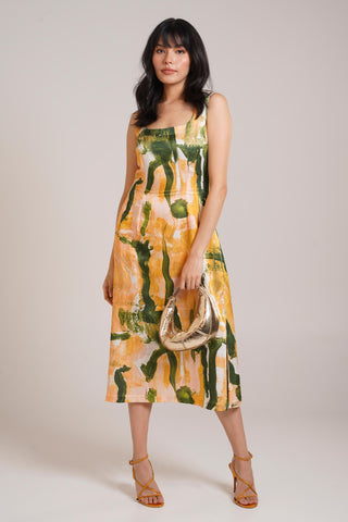 Multicolor Chaya Ceri Midi Dress – Refined Daytime Affair Midi Dress by Advait