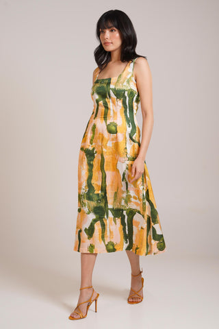 Multicolor Chaya Ceri Midi Dress – Refined Daytime Affair Midi Dress by Advait