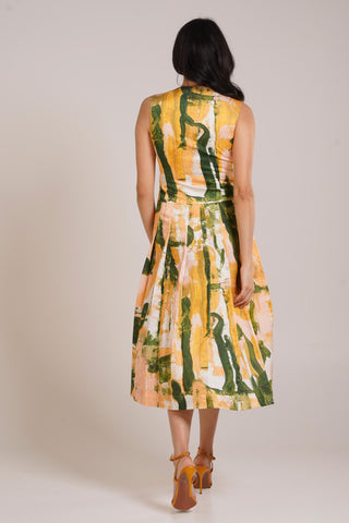 Multicolor Chaya Ceri Pleated Dress – Elegant Daytime Affair Pleated Dress by Advait