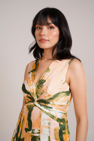 Multicolor Chaya Ceri Pleated Dress – Elegant Daytime Affair Pleated Dress by Advait