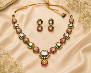 Polki Necklace Set for Indian Weddings – Green Celestia Verde by Amraani