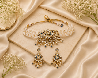 Blue gauranga necklace set