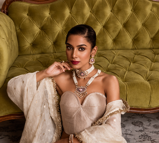 Choker Set for Indian Weddings – Red Manikya Mukta by Amraani