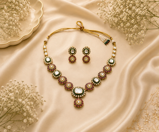 Green celestia verde polki necklace set