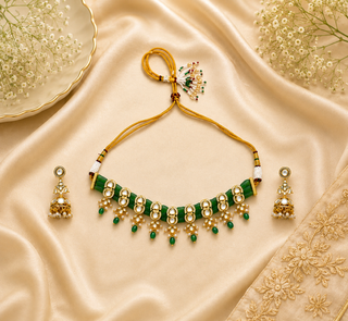 Green devika choker set