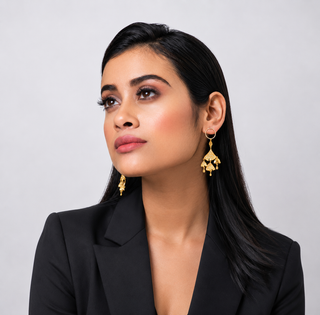Earring Contemporary Wear - Gold Ginkgo Statement Dangle by Putstyle