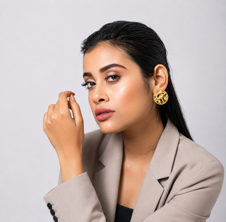 Earring Contemporary Wear - Gold Gingko Charm Stud by Putstyle