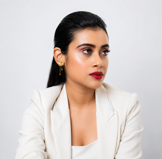 Earring Contemporary Wear - Gold Ginkgo Leaf Stud by Putstyle