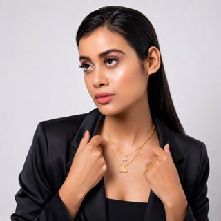 Necklace Contemporary Wear - Gold Gingko Double Layer by Putstyle