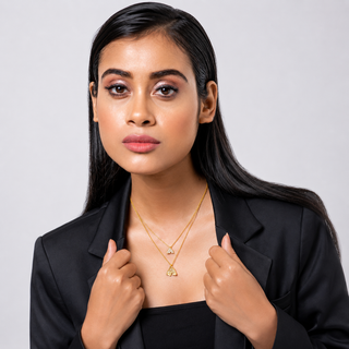 Necklace Contemporary Wear - Gold Gingko Double Layer by Putstyle