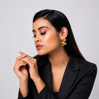 Earring Contemporary Wear - Gold Ginkgo Leaf Hoop by Putstyle