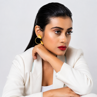Earring Contemporary Wear - Gold Gingko Double Leaf by Putstyle