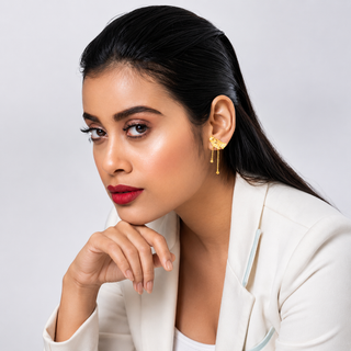 Earring Contemporary Wear - Gold Ginkgo Leaf Stud by Putstyle